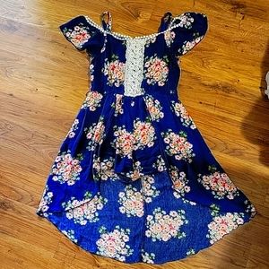 Navy blue floral romper dress
